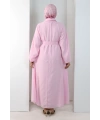 Balon Kollu Düğmeli Elbise 7098 Pembe