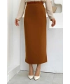 Bel Lastikli Likralı Kalem Etek 1074 Taba