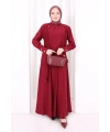Belden Bağlamalı Bluz Etek Takım 8703 Bordo