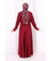 Belden Bağlamalı Bluz Etek Takım 8703 Bordo