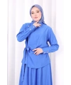 Belden Bağlamalı Bluz Etek Takım 8703 Saks
