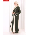 Biyeli Fermuarlı Ferace 7050-1 Haki