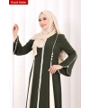 Biyeli Fermuarlı Ferace 7050-1 Haki