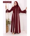 Biyeli Fermuarlı Ferace 7050-1 Mürdüm