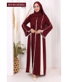 Biyeli Fermuarlı Ferace 7050-1 Mürdüm