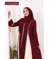 Biyeli Fermuarlı Ferace 7050-1 Mürdüm