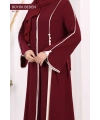 Biyeli Fermuarlı Ferace 7050-1 Mürdüm
