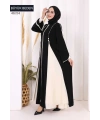Biyeli Fermuarlı Ferace 7050-1 Siyah