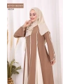 Biyeli Fermuarlı Ferace 7050-1 Taba