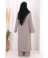 Biyeli Uzun Tunik Pantolon Takım 8005 Gri