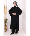 Biyeli Uzun Tunik Pantolon Takım 8005 Siyah
