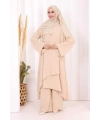 Biyeli Uzun Tunik Pantolon Takım 8005 Taş