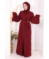 Broş Detaylı Tulumlu Takım 8016 Bordo