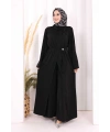 Broş Detaylı Tulumlu Takım 8016 Siyah