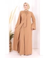 Broş Detaylı Tulumlu Takım 8016 Taba
