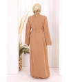 Broş Detaylı Tulumlu Takım 8016 Taba
