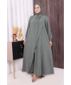 Çapraz Parça Görünümlü İncili Elbise 3879 Mint