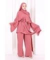 Çapraz Tunik Üçlü Takım 8037 Gül Kurusu
