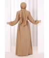 Çiçek Broş Detaylı Elbise 6094 Taba