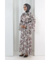 Çiçek Desen Elbise 7002 Mürdüm