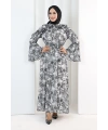 Çiçek Desen Elbise 7002 Siyah