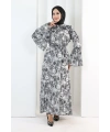 Çiçek Desen Elbise 7002 Siyah