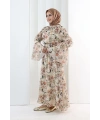 Çiçek Desen Elbise 7002 Somon