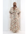 Çiçek Desen Elbise 7002 Somon