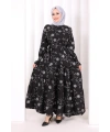 Çiçekli Nakışlı Elbise 6091 Ekru