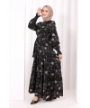 Çiçekli Nakışlı Elbise 6091 Vizon