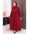 Çift Katlı Bağlama Detay Elbise 6003 Bordo