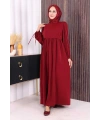 Çift Katlı Bağlama Detay Elbise 6003 Bordo