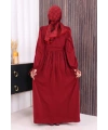 Çift Katlı Bağlama Detay Elbise 6003 Bordo