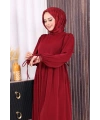 Çift Katlı Bağlama Detay Elbise 6003 Bordo