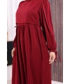 Çift Katlı Bağlama Detay Elbise 6003 Bordo