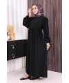 Çift Katlı Bağlama Detay Elbise 6003 Siyah
