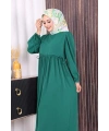 Çift Katlı Bağlama Detay Elbise 6003 Zümrüt