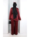Çin Düğme Detaylı Pantolon Tunik İkili Takım 8714 Bordo