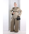 Çin Düğme Detaylı Pantolon Tunik İkili Takım 8714 Haki