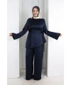 Çin Düğme Detaylı Pantolon Tunik İkili Takım 8714 Lacivert