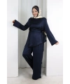 Çin Düğme Detaylı Pantolon Tunik İkili Takım 8714 Lacivert