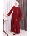 Çizgi Detaylı Ferace 6011 Bordo