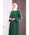 Çizgi Detaylı Ferace 6011 Zümrüt