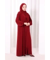 Dantel Detay Şallı Namaz Feracesi 6010 Bordo