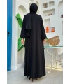 Dantel Detay Şallı Namaz Feracesi 6010 Siyah