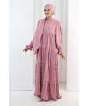 Dantel Detaylı Elbise 6087 Pembe