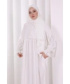 Dantel Detaylı Namaz Elbise 6095 Ekru