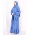 Dantel Detaylı Namaz Elbise 6095 İndigo