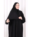 Dantel Detaylı Namaz Elbise 6095 Siyah