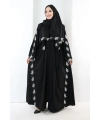Dantelli Şallı Abaya 7095 Siyah